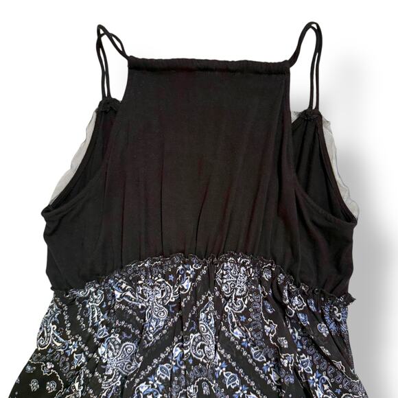 American Rag Cie Tank Top Black Pixie Mesh Hem Paisley Boho Festival Vibes M - Picture 5 of 11
